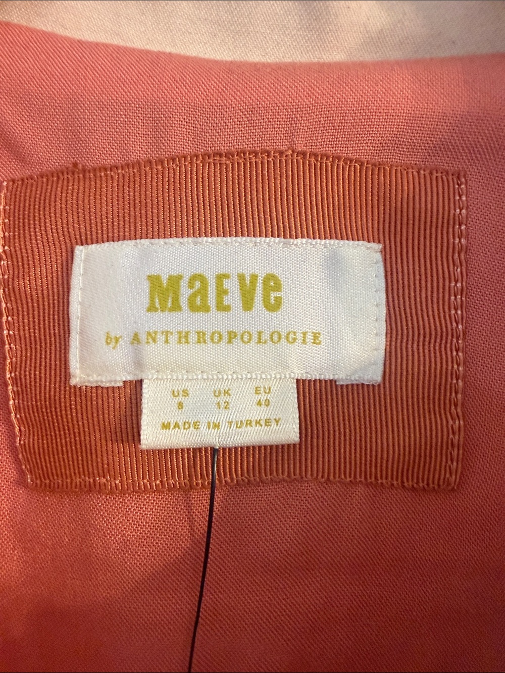 Anthropologie Maeve Pink/Rose Tweed Zip-Front Dress with Cream Trim - Picture 9 of 10